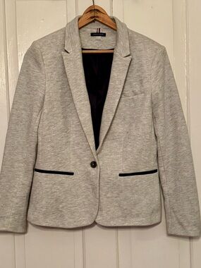 Tommy Hilfiger Light Gray Single-Button Blazer with Black Trim